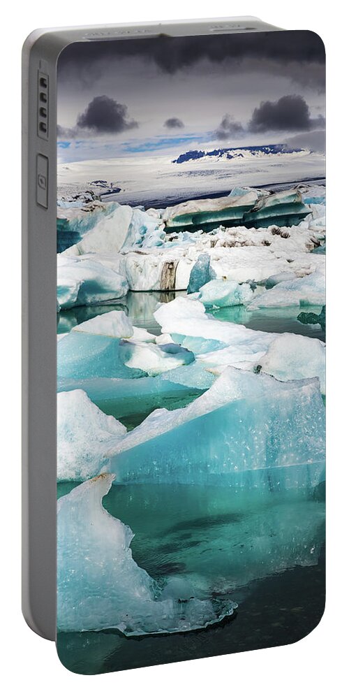 Iceland Portable Battery Charger featuring the photograph Jokulsarlon Glacier Lagoon Iceland with Icebergs by Matthias Hauser