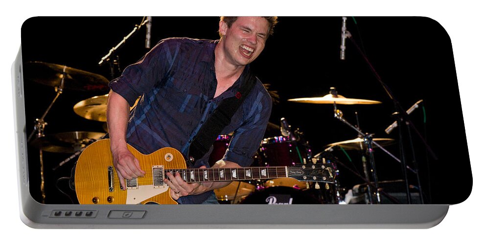 Tampa Bay Blues Festival 2011 Portable Battery Charger featuring the photograph Jonny Lang Rocks his 1958 Les Paul Gibson Guitar by Ginger Wakem