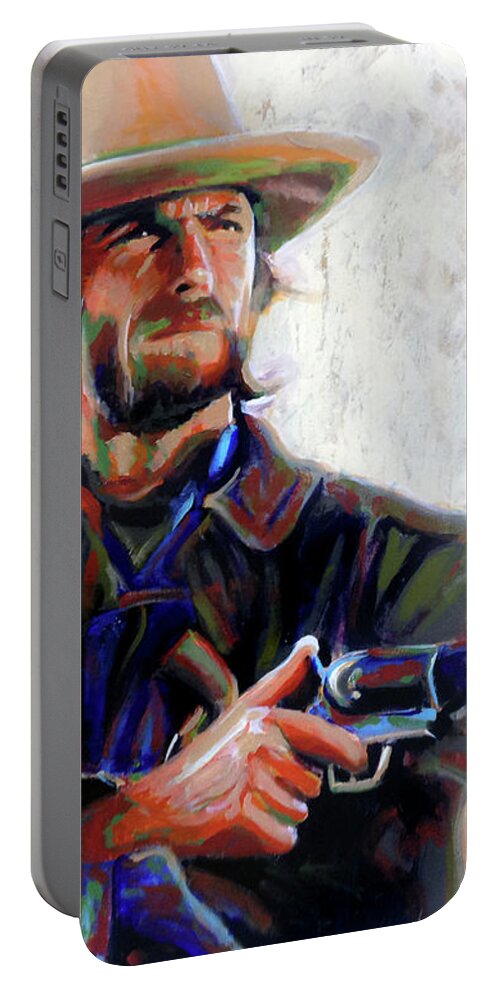 Cowboy Portable Battery Charger featuring the painting Josey Wales by Steve Gamba