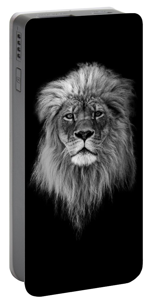 Lion Portable Battery Charger featuring the photograph Joshua in Black and White by Everet Regal