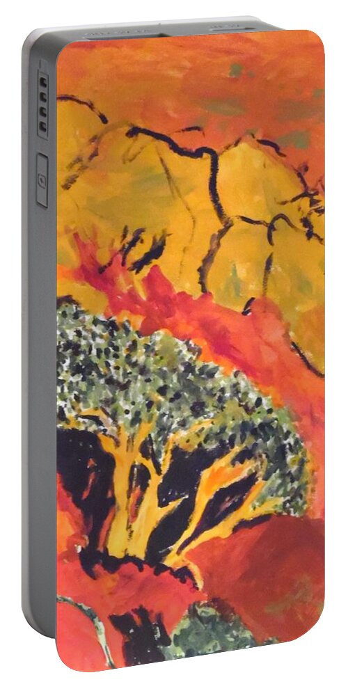 Joshua Trees In The Negev Portable Battery Charger featuring the painting Joshua Trees in the Negev by Esther Newman-Cohen