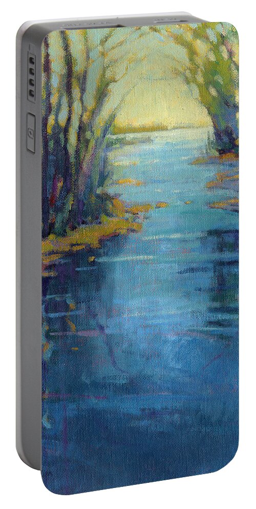 River Portable Battery Charger featuring the painting Journey Home by Konnie Kim