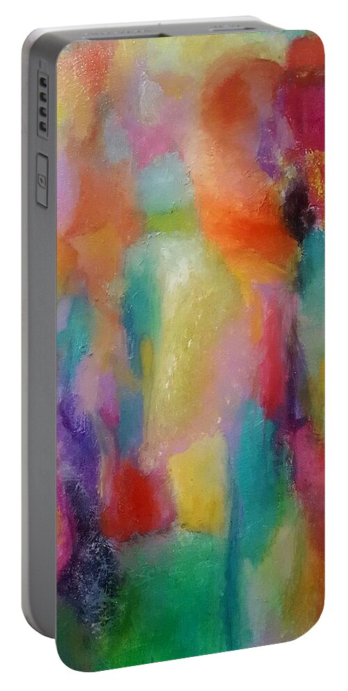 Abstract Portable Battery Charger featuring the painting Joy Awaits Us by Patricia Byron