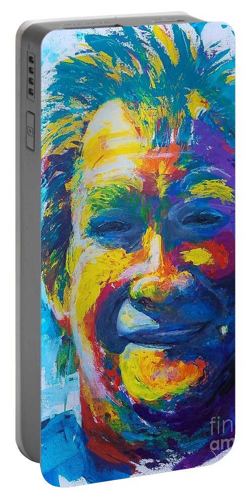 Contemporary Portrait Portable Battery Charger featuring the painting Joyfulness by Lisa Debaets