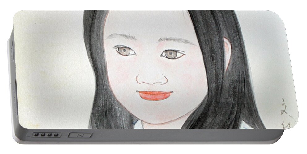 Japanese Portable Battery Charger featuring the painting Jozen Mizu no Gotoshi by Fumiyo Yoshikawa