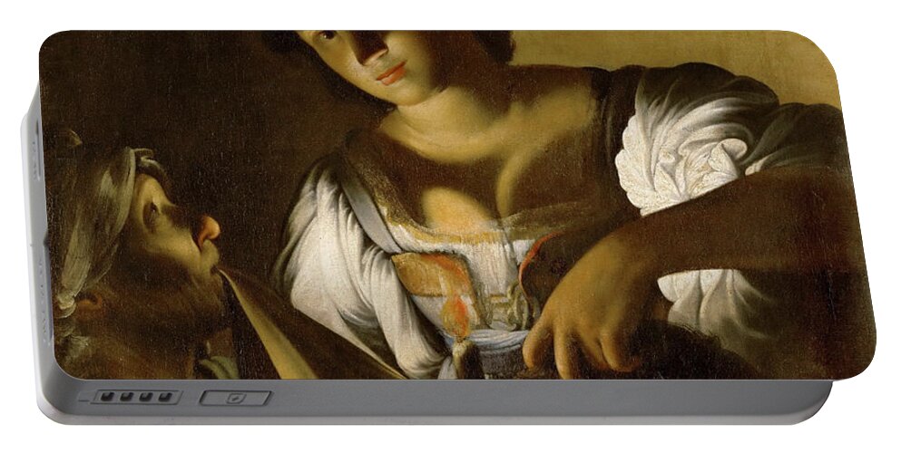 Carlo Saraceni Portable Battery Charger featuring the painting Judith with the Head of Holofernes by Carlo Saraceni