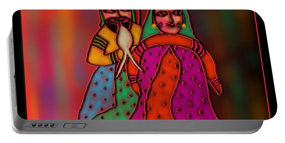 Valentine's Day Greetings Portable Battery Charger featuring the digital art Jugalbandi by Latha Gokuldas Panicker