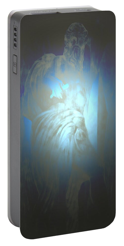 Abstract Ceasar Rome Roman Grey Gray Blue Hologram Holographic Ghost Ghostly Julius Caesar  Portable Battery Charger featuring the photograph Julius by Andrea Lawrence