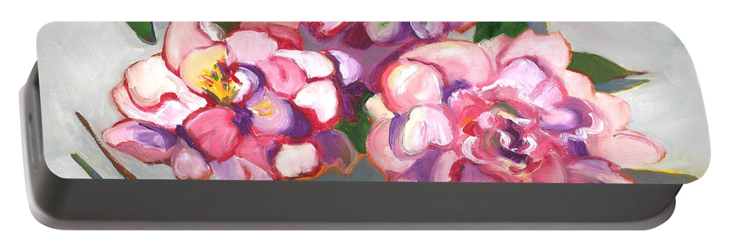 Peonies Portable Battery Charger featuring the painting June Peonies by Susan Thomas