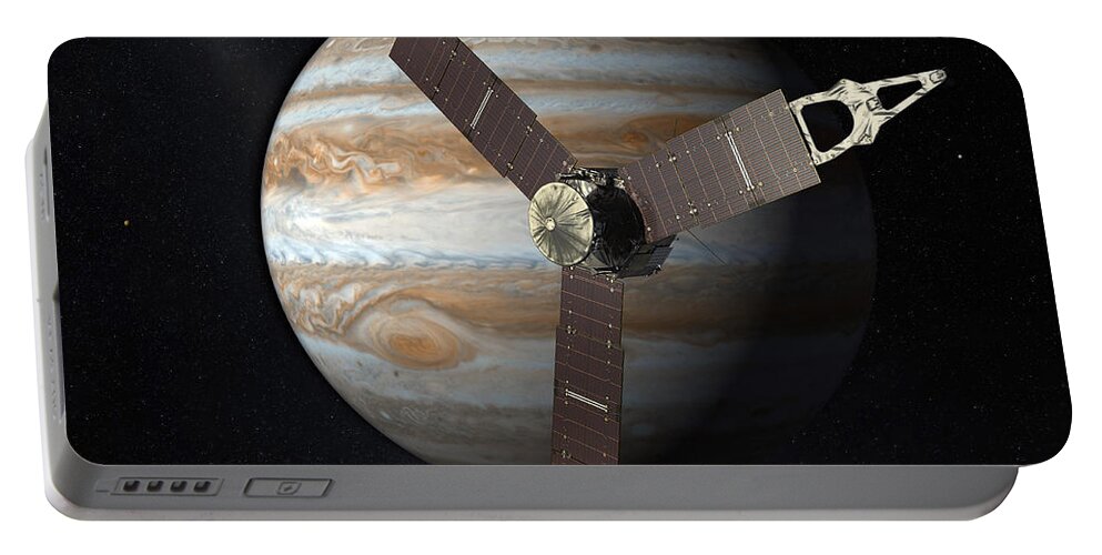 Science Portable Battery Charger featuring the photograph Juno Mission To Jupiter by Science Source