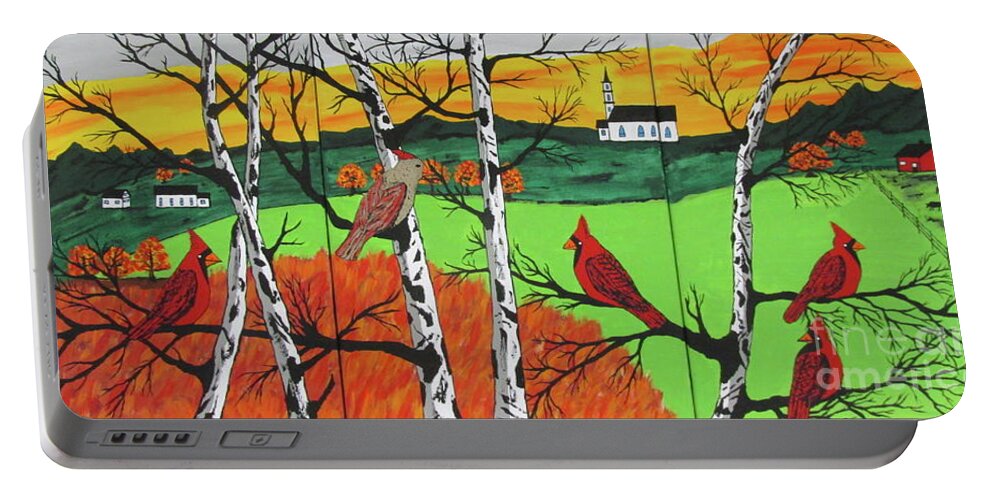 Red Portable Battery Charger featuring the painting Just A Beautiful Day Greeting Card by Jeffrey Koss