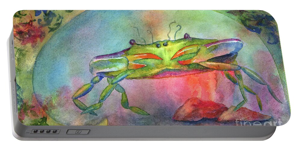 Crab Portable Battery Charger featuring the painting Just a Little Crabby by Amy Kirkpatrick