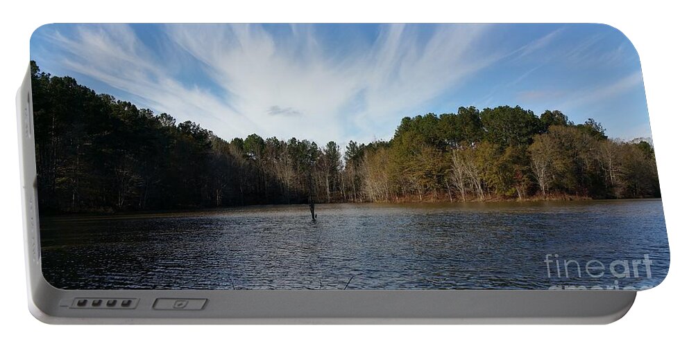 Lake Juliette Portable Battery Charger featuring the photograph Just Another Day Out Fishing by Donna Brown