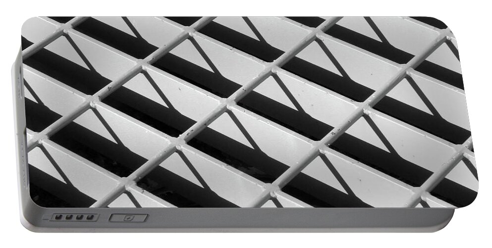 Digital Black And White Photo Portable Battery Charger featuring the photograph Just Another Grate by Tim Richards