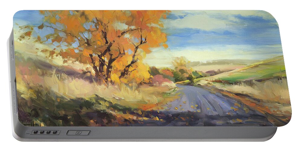 Country Portable Battery Charger featuring the painting Just Around the Corner by Steve Henderson
