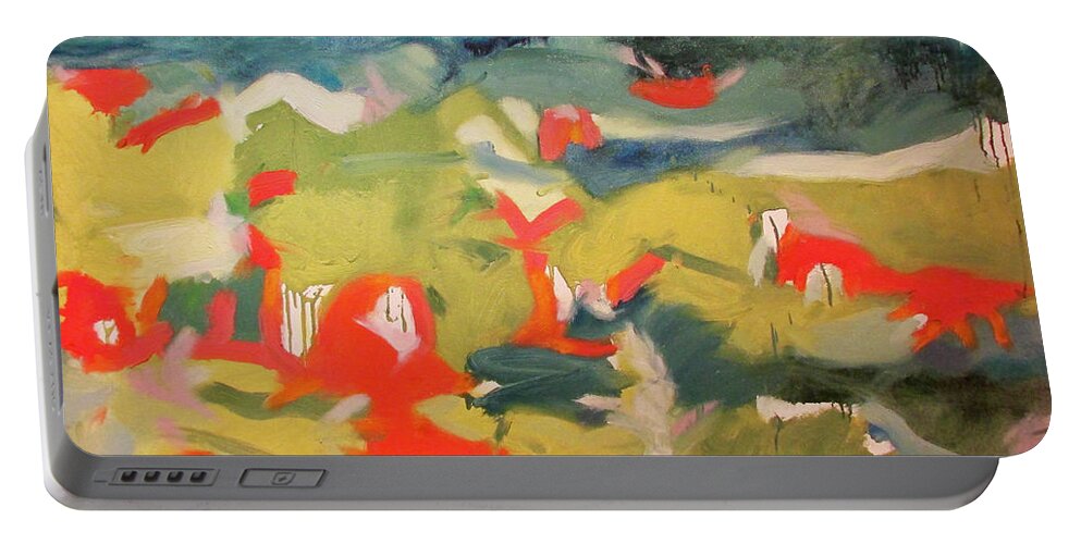 Abstract Portable Battery Charger featuring the painting Just Beyond by Steven Miller