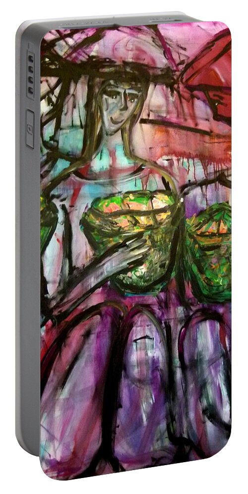  Portable Battery Charger featuring the painting Just felling by Wanvisa Klawklean