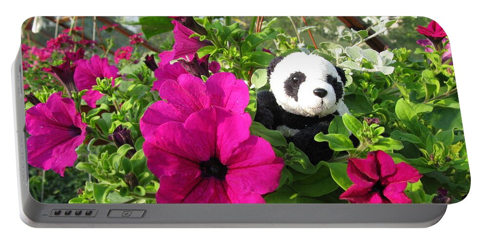 Baby Panda Portable Battery Charger featuring the photograph Just hanging in there by Ausra Huntington nee Paulauskaite