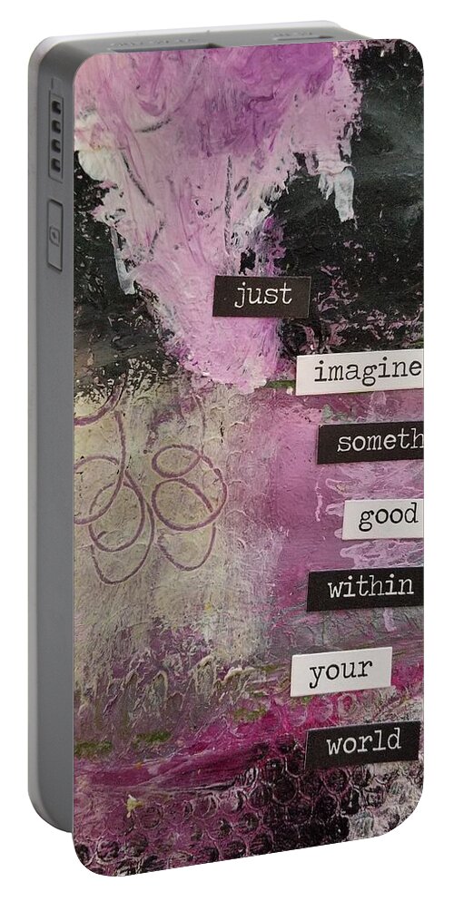 Abstract Portable Battery Charger featuring the painting Just Imagine by Patricia Byron