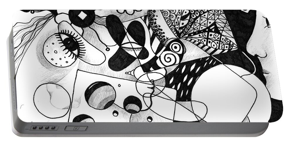 Halloween Portable Battery Charger featuring the drawing Just In Time by Helena Tiainen