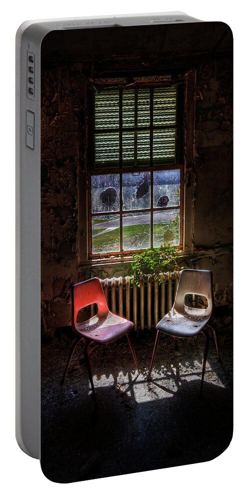 Chair Portable Battery Charger featuring the photograph Just the Two of Us by Evelina Kremsdorf