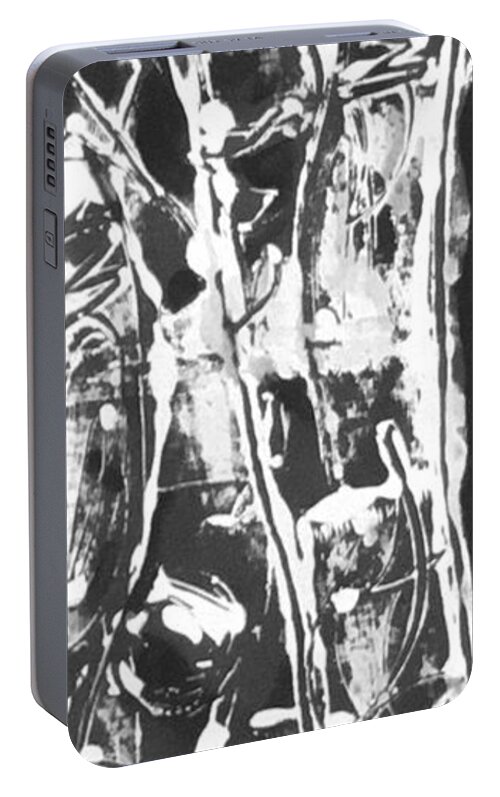 Trees Mono-prints Carol Rashawnna Williams Nature Black And White Portable Battery Charger featuring the painting Justice by Carol Rashawnna Williams