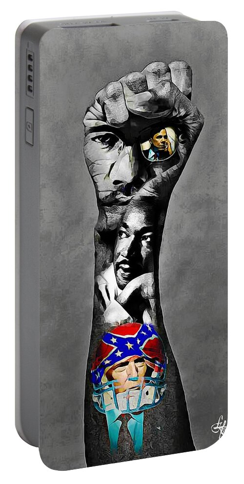 Colin Portable Battery Charger featuring the digital art Kaepernick Fist 2 by Lynda Payton