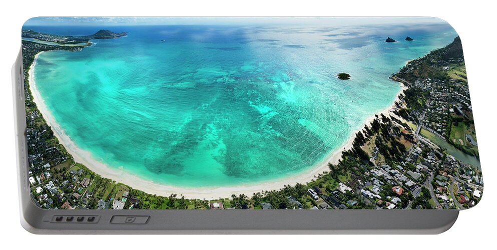 Lanikai Beach Portable Battery Charger featuring the photograph Kailua - Lanikai overview by Sean Davey