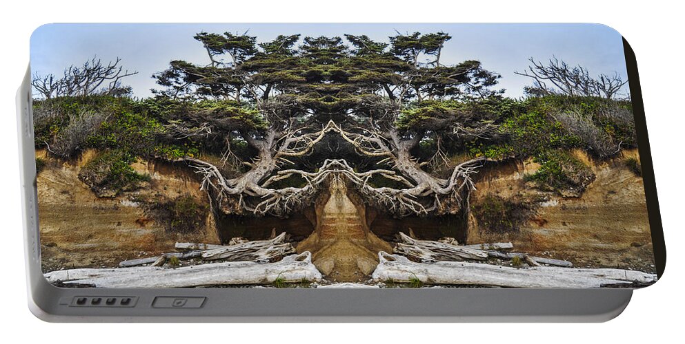 Powerful Portable Battery Charger featuring the digital art Meditating Tree by Pelo Blanco Photo