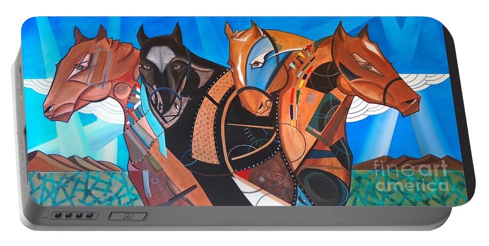 John Lyes Portable Battery Charger featuring the painting Kaleden Spirit Horse by John Lyes