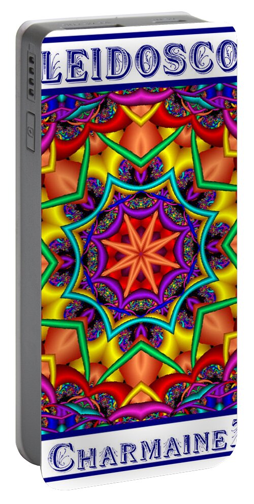 Kaleidoscope Portable Battery Charger featuring the digital art Kaleidoscope 2 by Charmaine Zoe