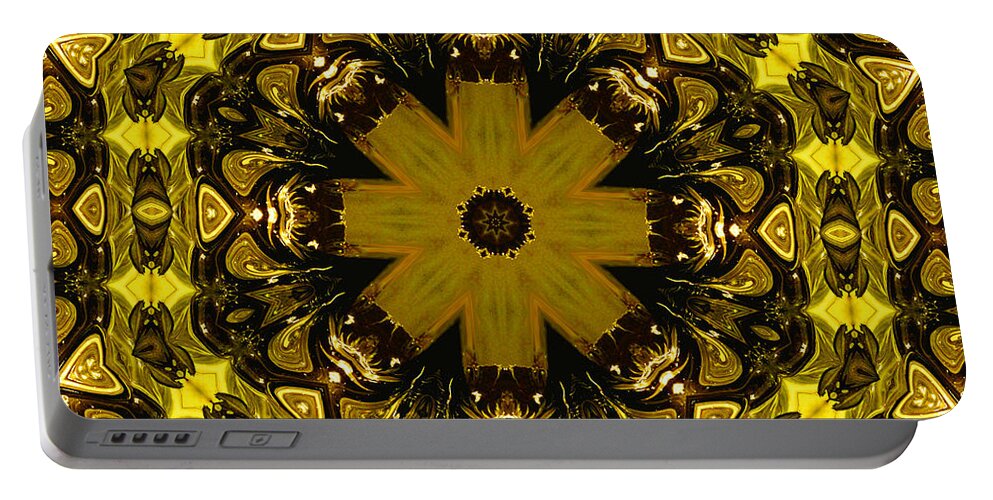 Kaleidoscope Portable Battery Charger featuring the photograph Kaleidoscope in Gold One by Morgan Carter