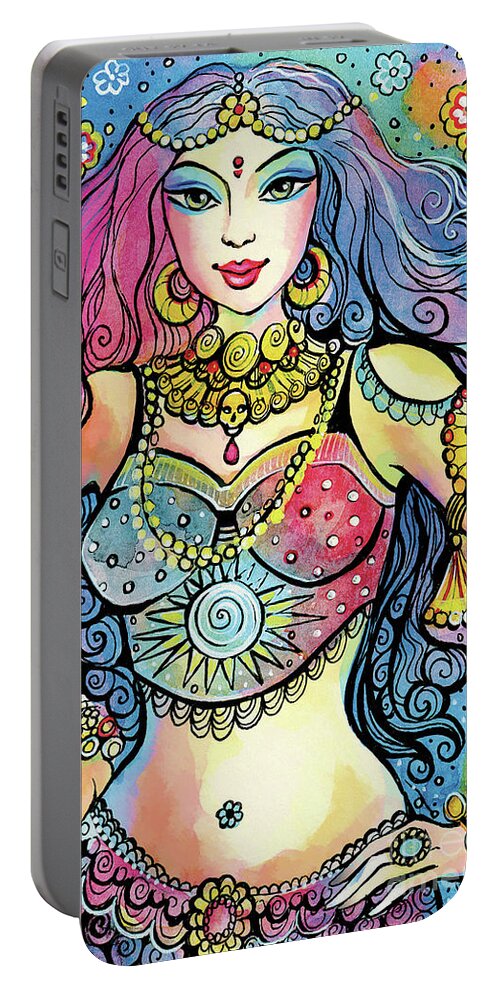 Indian Goddess Portable Battery Charger featuring the painting Kali by Eva Campbell