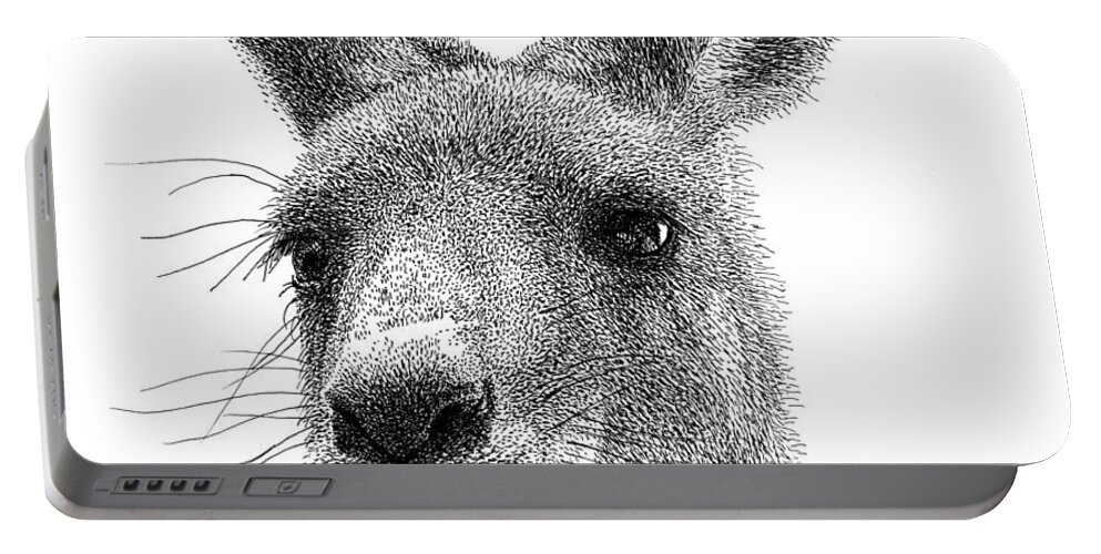Kangaroo Portable Battery Charger featuring the drawing Kangaroo by Scott Woyak