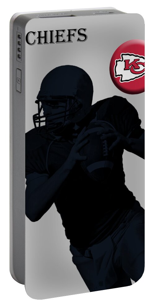 Football Portable Battery Charger featuring the digital art Kansas City Chiefs Football by David Dehner