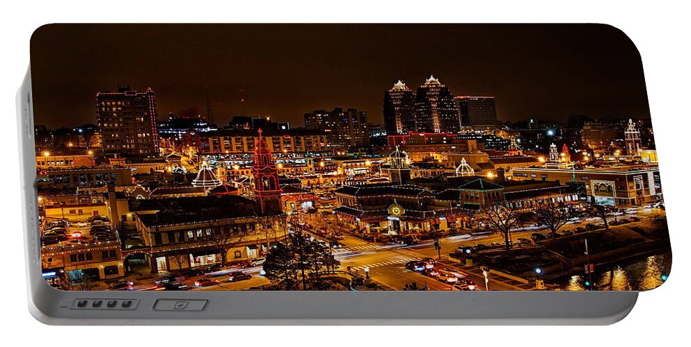 Christmas Portable Battery Charger featuring the photograph Kansas City Country Club Plaza Christmas Lights by Alan Hutchins