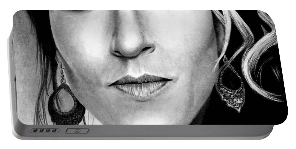 Katie Sagal Portable Battery Charger featuring the drawing Katie Sagal as Gemma Teller by Rick Fortson