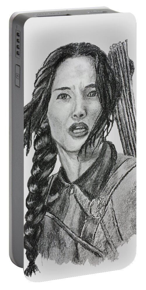 Katniss Portable Battery Charger featuring the drawing Katniss, Hunger Games by Lorraine Kelly