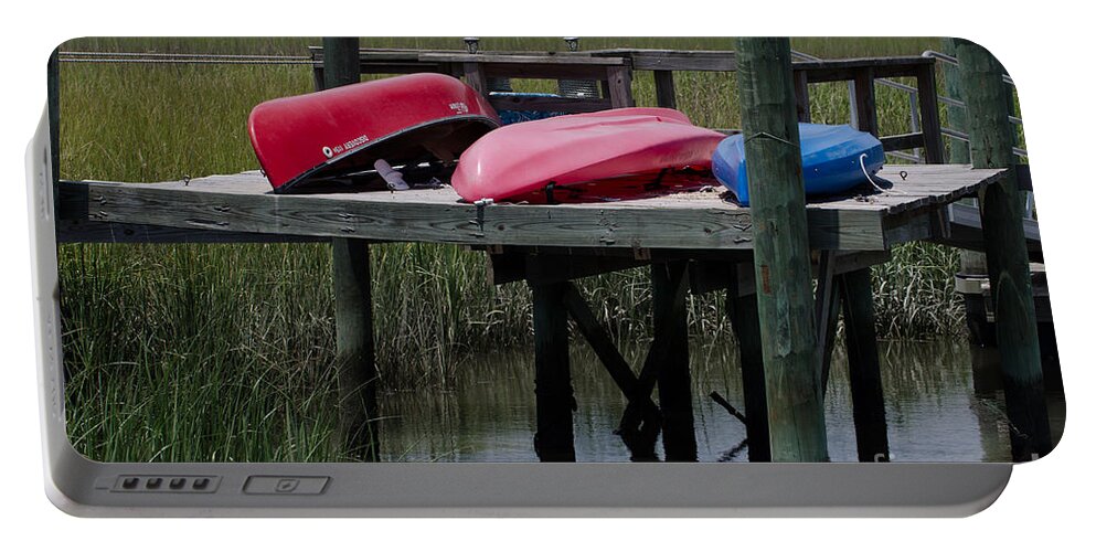 Kayak Portable Battery Charger featuring the photograph Kayak and Canoe by Dale Powell