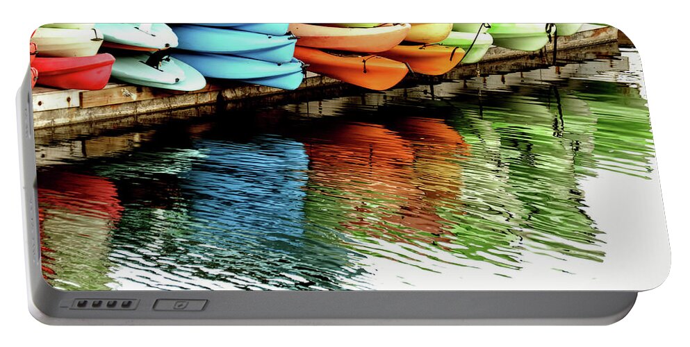 Reflection Boat Kayak Portable Battery Charger featuring the photograph Kayak color by Wendell Ward