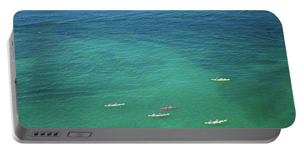 Kayaks Portable Battery Charger featuring the photograph Kayakers on Lake Superior by Rich S