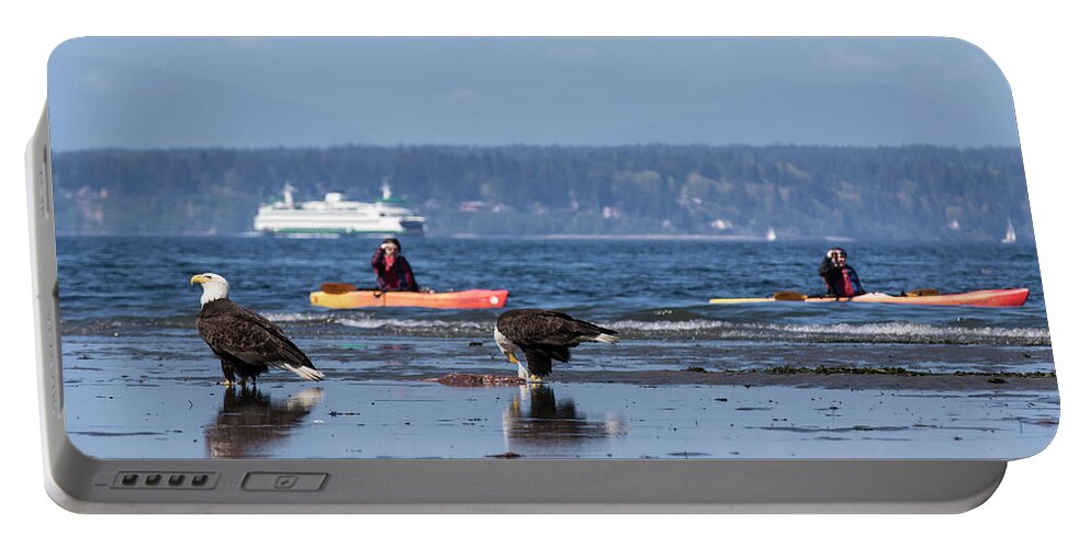 Eagles Portable Battery Charger featuring the photograph Kayaking with bald eagles by Matt McDonald