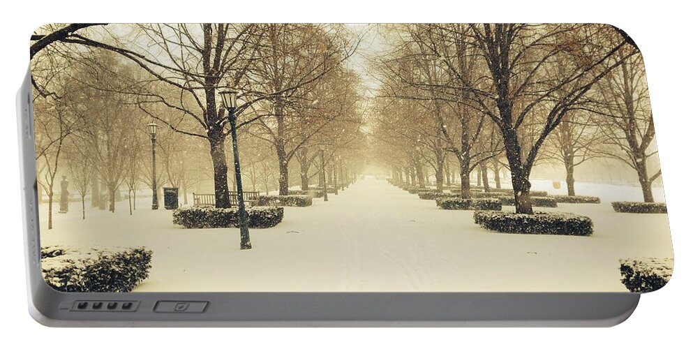 Kc Portable Battery Charger featuring the photograph KC Snow with Parisian Flare by Michael Oceanofwisdom Bidwell