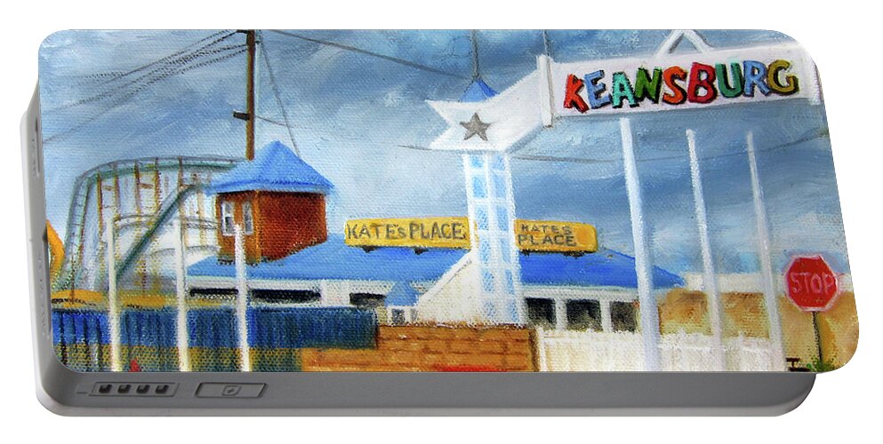 Keansburg Nj Portable Battery Charger featuring the painting Keansburg Amusement Park by Leonardo Ruggieri