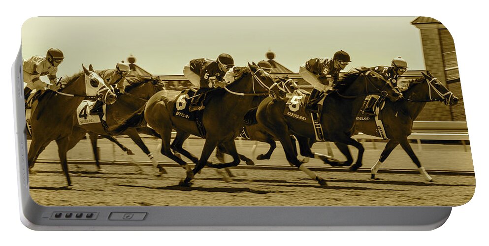  Portable Battery Charger featuring the photograph Keenland Sepia by Dan Hefle