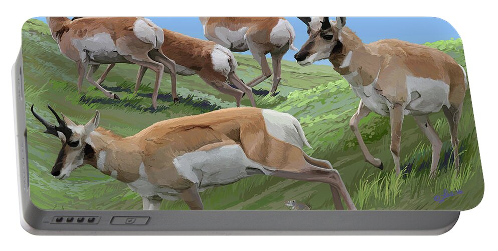 Animals Portable Battery Charger featuring the painting Keep Away by Pam Little