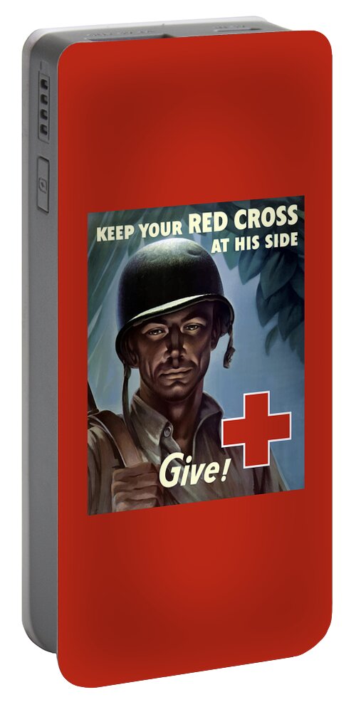 Red Cross Portable Battery Charger featuring the painting Keep Your Red Cross At His Side by War Is Hell Store