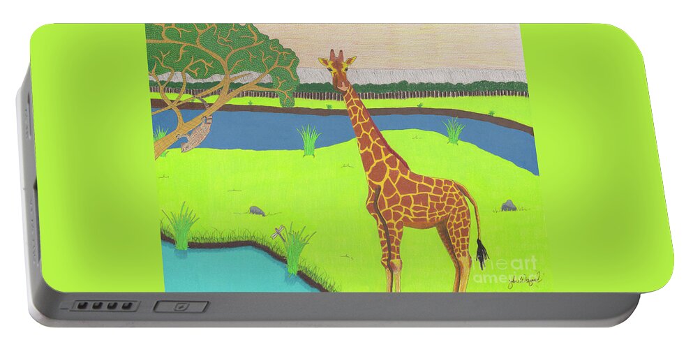 Africa Portable Battery Charger featuring the drawing Keeping A Lookout by John Wiegand