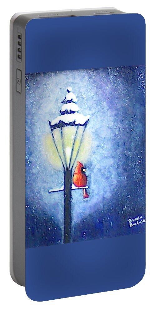 Lamp Portable Battery Charger featuring the painting Keeping Warm by Brenda Bonfield