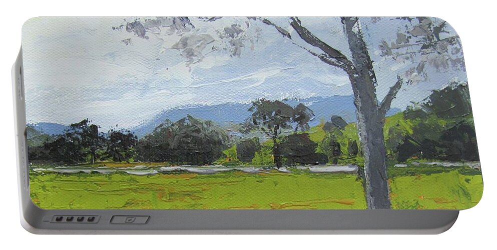 Landscape Portable Battery Charger featuring the painting Kenilworth Landscape Queensland Australia by Chris Hobel